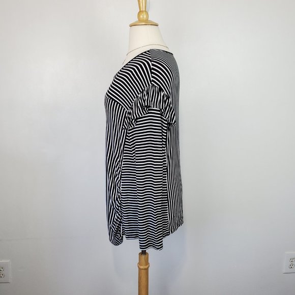 Time and Tru Stretchy Black White Striped Ruffle Maternity Top Size XL (16-18) - Picture 5 of 11